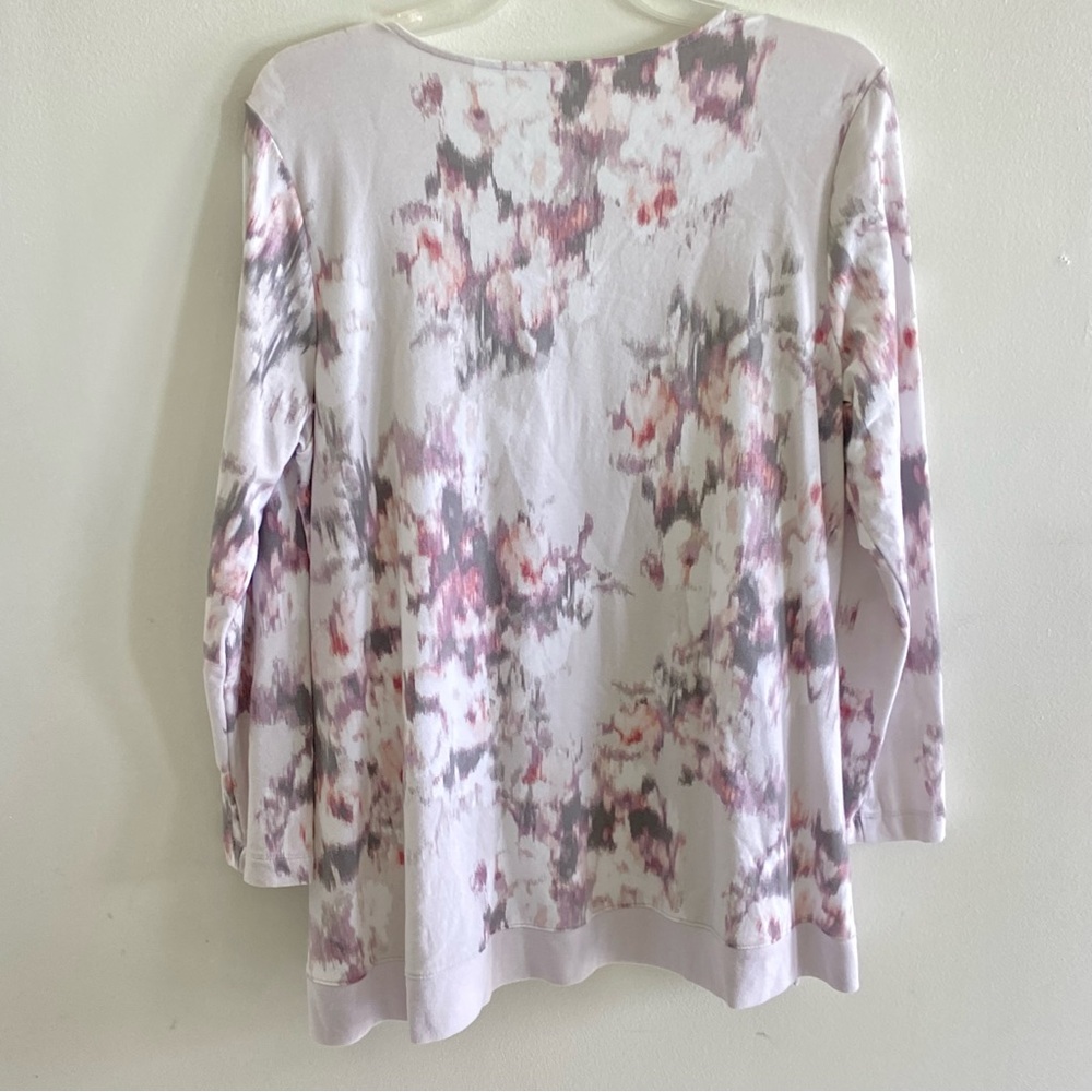 3/$25 J Jill Women's Abstract Floral Print Sweater - Pink and Gray‎ - Picture 7 of 8